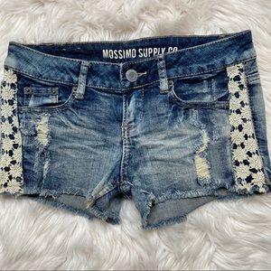 Crochet Distressed denim Shorts Cut Off Frayed